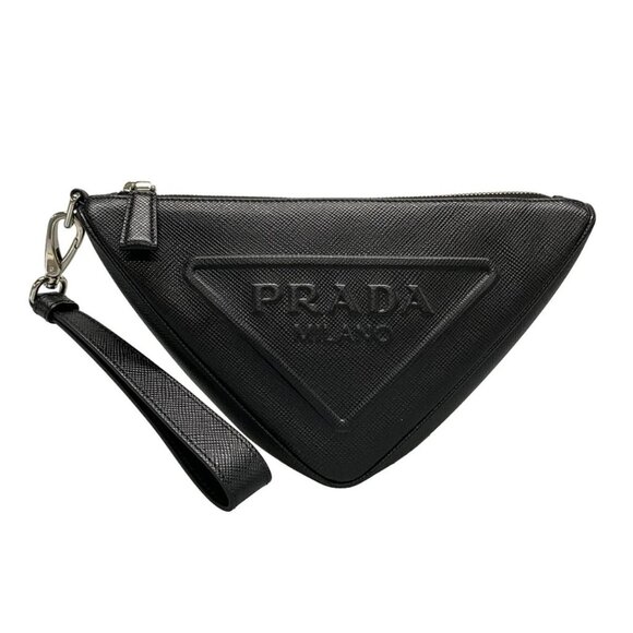 Auth PRADA - 2NE054 Black Saffiano Leather Clutch Bag - Picture 1 of 16